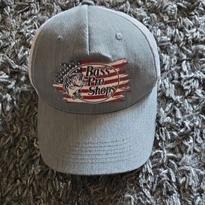 Bass Pro Shops Gray Hat with Flag Design